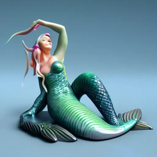 Image similar to an amazing ceramic realistic arial mermaid sculpture mug, creative, beautiful, award winning design, functional, colorful, 8 k, unreal engine, octane render