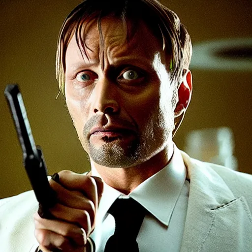 Prompt: Mads Mikkelsen starring in Pulp Fiction