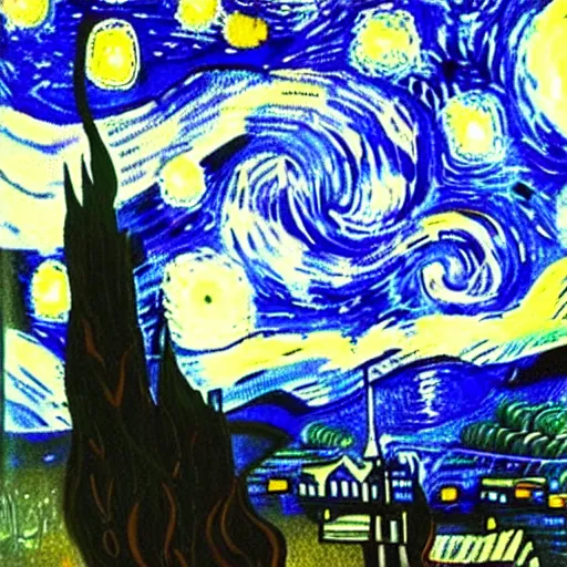 Prompt: tardis from doctor who exploding with a galaxy in the background, painting by vincent van gogh