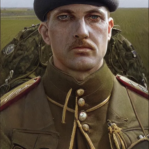 Image similar to a detailed photorealistic portrait painting of a 1 9 1 7 worried - looking british officer in field gear from the arab bureau, ultra realistic, intricate details, atmospheric, dark, brooding, highly detailed, by clyde caldwell