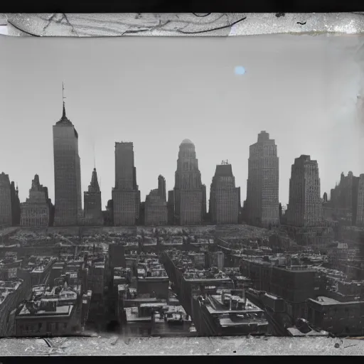 Prompt: calotype negative of new york city skyline