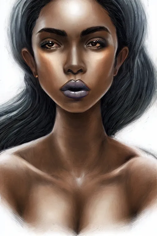 Portrait of black beautiful steampunk girl, D&D, face