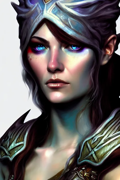 Prompt: Eir Stegalkin of Guild Wars 2, concept art, close-up, digital art, hyper-realistic, highly detailed