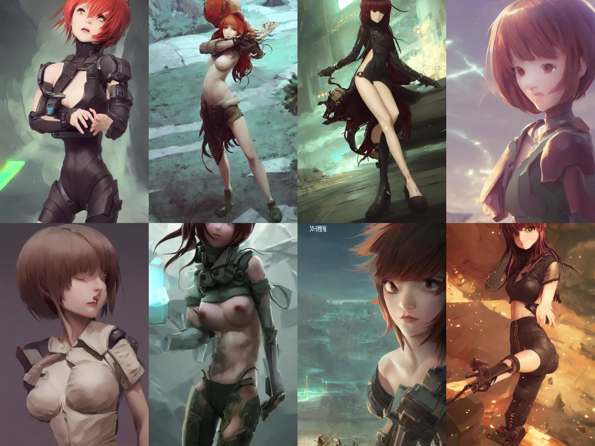 Image similar to C&C Tiberium NOD. Very complicated dynamic composition, realistic anime style at Pixiv CGSociety by WLOP, ilya kuvshinov, krenz cushart, Greg Rutkowski, trending on artstation. Zbrush sculpt colored, Octane render in Maya and Houdini VFX, young redhead girl in motion, cute, innocent, she expressing joy, wearing military uniform, headphones, silky hair, stunning deep eyes. In cityscape. Very expressive and inspirational. Amazing textured brush strokes. Cinematic dramatic atmosphere, soft volumetric studio lighting.