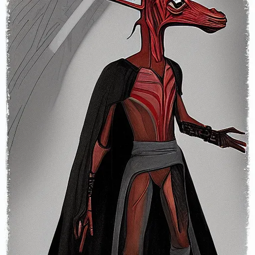 Image similar to jar jar binks as a sith lord, dark fantasy