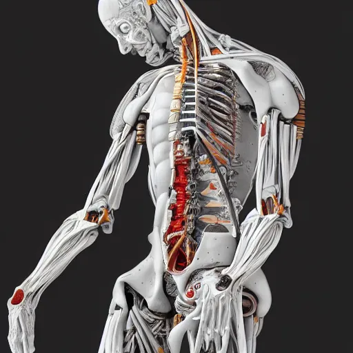 Image similar to a sculpture of anatomical cyborg