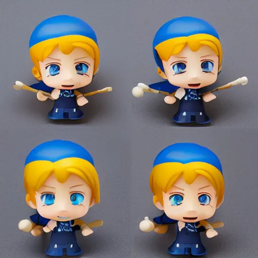 Image similar to high quality portrait flat matte painting of van Gogh in the style of nendoroid and Toon toys , flat anime style, thick painting, medium close-up