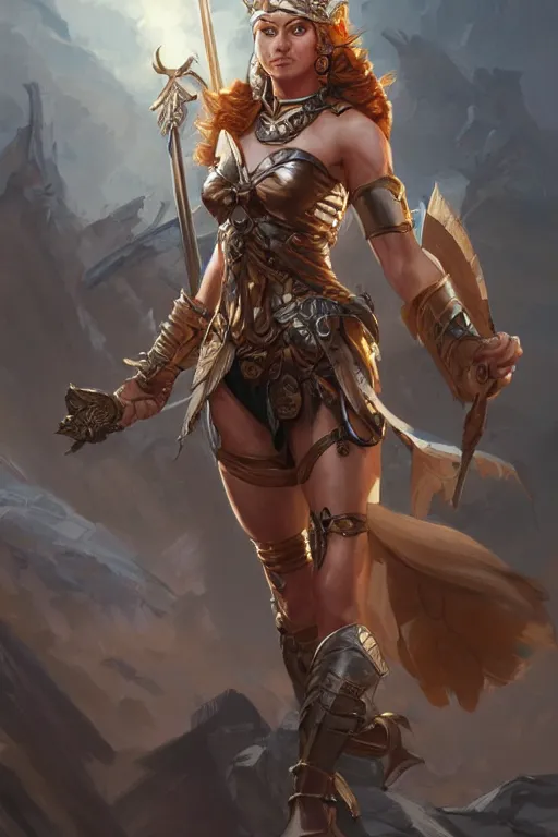 Image similar to amazon valkyrie athena, d & d, fantasy, portrait, highly detailed, headshot, digital painting, trending on artstation, concept art, sharp focus, illustration, art by artgerm and greg rutkowski and magali villeneuve