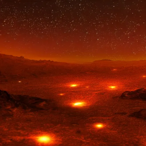 Image similar to grainy atmospheric alien landscape with glowing lights