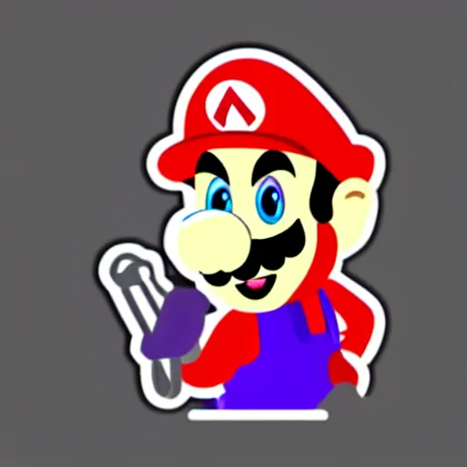 Prompt: a Supermario-Waluigi, svg sticker, vector art, wearing headphones, jamming to music