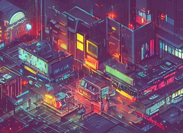 Image similar to Isometric artwork of a cyberpunk city, gritty, highly detailed, digital art, 4k, raining, police scene