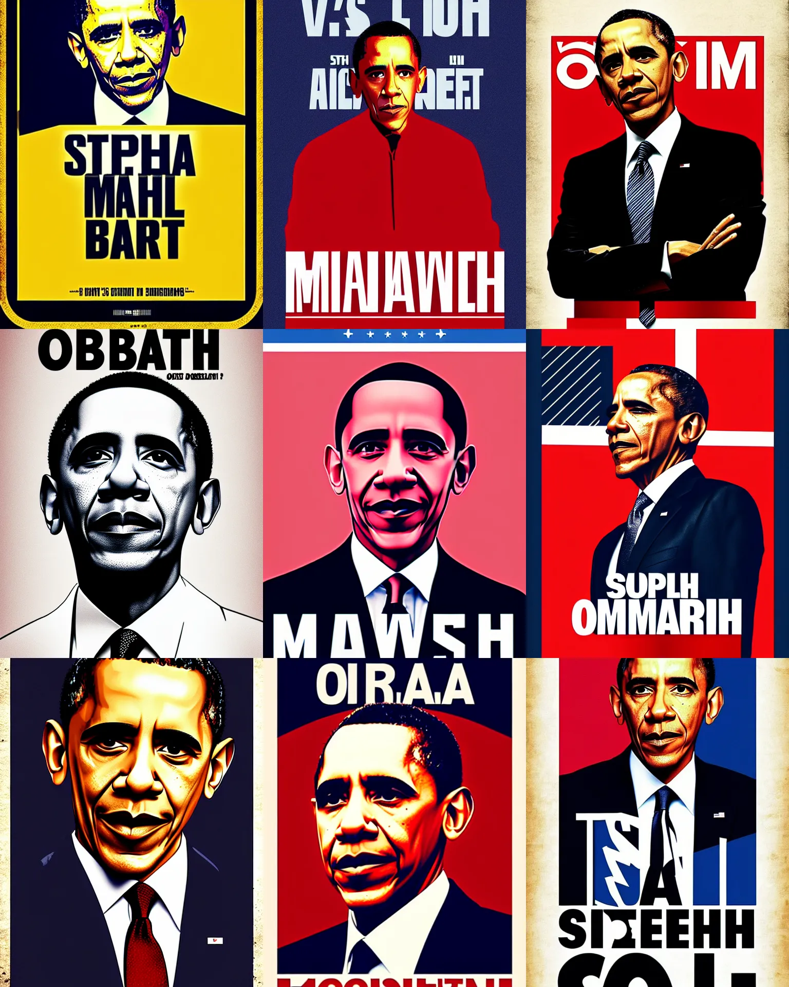 Image similar to minimal movie poster, espn's stephen a. smith is president barack obama, solid colors, digital art