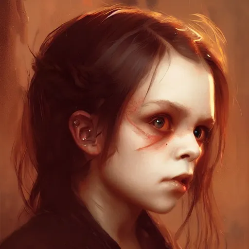 Image similar to Portrait of a small vampire girl, detailed face, fantasy, highly detailed, cinematic lighting, digital art painting by greg rutkowski