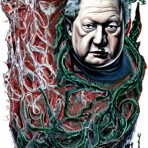 Image similar to boris yeltsin became bloody ugly lovecraftian degenerate abomination, photo - realistic, color image, 2 k, highly detailed, bodyhorror, occult art