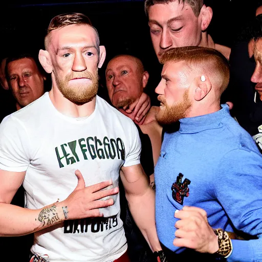 Prompt: conor mcgregor dancing at a nightclub in italy with ivan drago