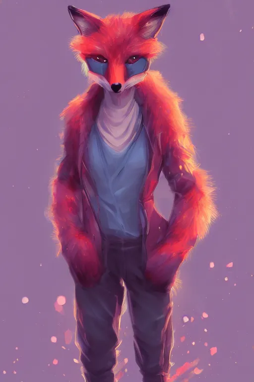 Image similar to a fox fursona, trending on artstation, by kawacy, furry art, digital art, cyberpunk, high quality, backlighting