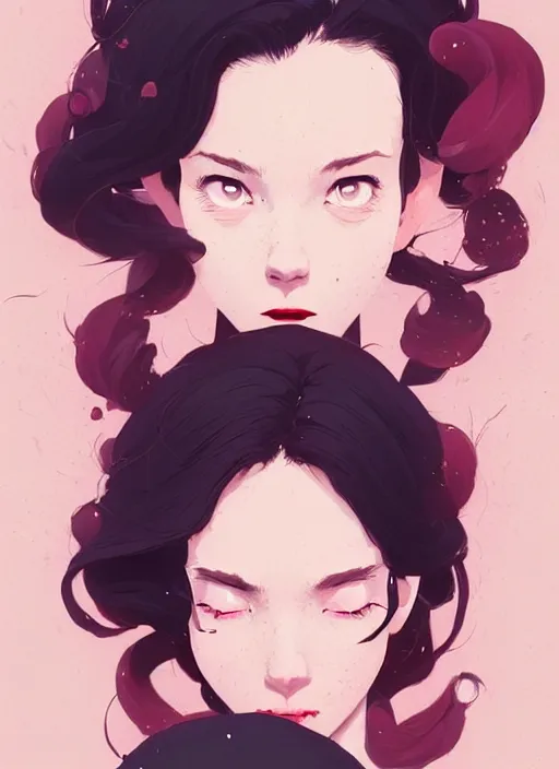 Prompt: highly detailed portrait of camber 2 with scarlet lips making a pogchamp face, poggers, photographic realistic background, ringlet hair by atey ghailan, by greg rutkowski, by greg tocchini, by james gilleard, by joe fenton, by kaethe butcher, gradient pink, black, cream and white color scheme, trending in instagram, award winning details