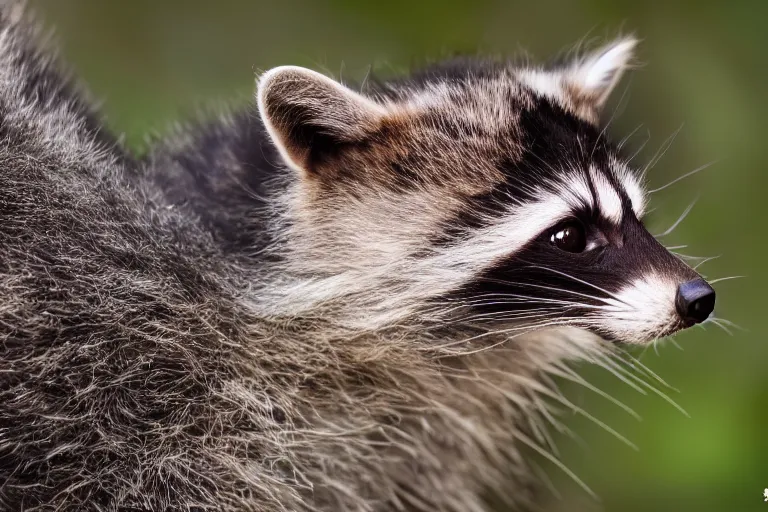 Prompt: a racoon cat!!! hybrid! hyper realistic!! realistic lighting!! wildlife photographer of the year!!! bold natural colors, national geographic, hd, wide angle, 8 k