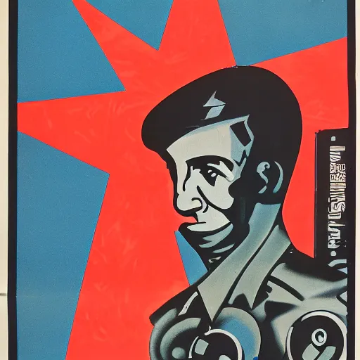 Image similar to techno music, soviet propaganda poster art