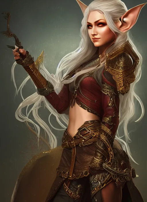 Prompt: full body, very fine art oil painting of a D&D style elven female thief with a very beautiful face and centered eyes wearing full intricate clothing, ultra detailed, octane render, 4K, micro details