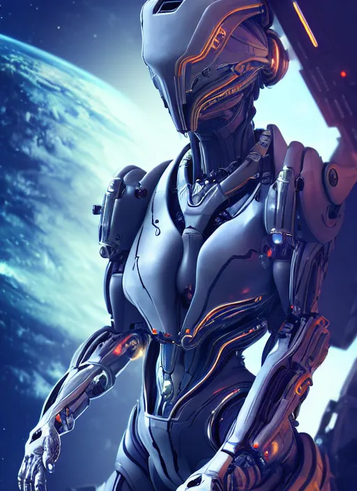 Image similar to photo of a cyborg girl on a space ship, warframe armor, scifi, professionally color graded, interesting angle, sharp focus, 8 k high definition, insanely detailed, intricate, innocent, art by stanley lau and artgerm