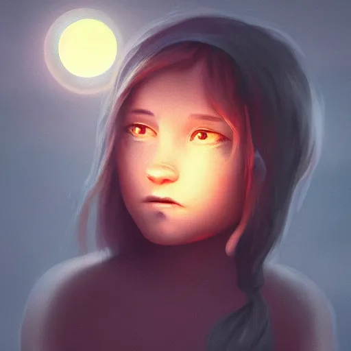 Prompt: face of a young girl in the moon light, ambient lighting, moody, emotive, trending on artstation