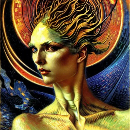 Image similar to Divine Chaos Engine by Karol Bak, Jean Delville, and Vincent Van Gogh