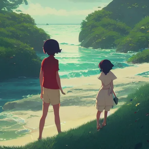 Image similar to enjoying the holidays in seychelles, detailed, cory loftis, james gilleard, atey ghailan, makoto shinkai, goro fujita, studio ghibli, rim light, exquisite lighting, clear focus, very coherent, plain background