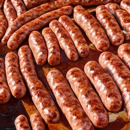 Image similar to a face made of sausages, melting