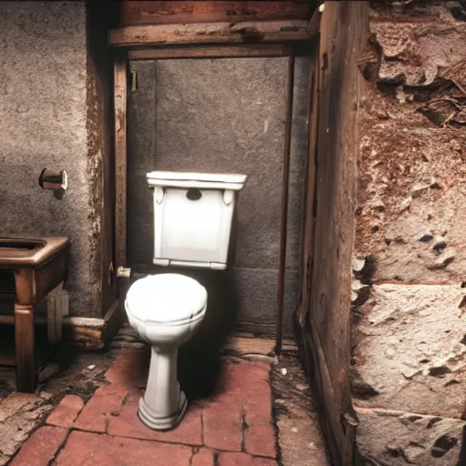 Prompt: a toilet in red dead redemption 2