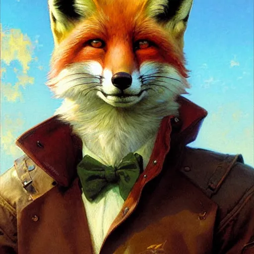 a portrait of fox mccloud smiling at the viewer. | Stable Diffusion