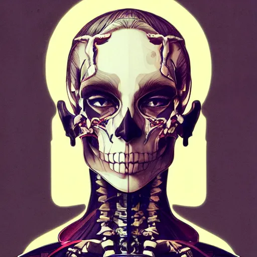 Image similar to anime manga skull portrait young woman, glitcched, glitch pixels, skeleton, intricate, elegant, highly detailed, digital art, ffffound, art by JC Leyendecker and sachin teng