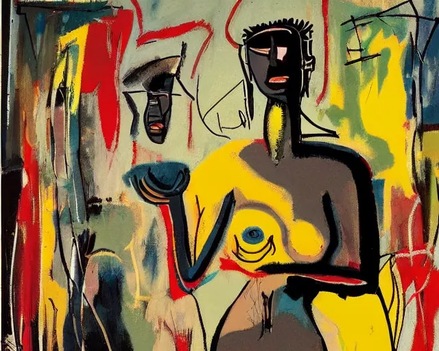 Prompt: painting of the venus de milo by graham sutherland, basquiat!!, greg rutkowski, neo - expressionism, muted colors!