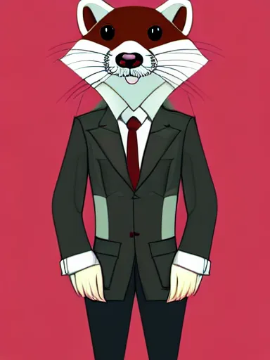 Image similar to beautiful furry art of ferret in a formal suit, high quality, detailed, digital art