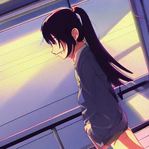 Prompt: misato katsuragi light novel illustration by makoto shinkai