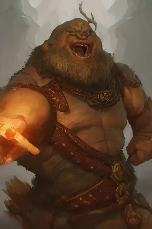 Image similar to dungeons and dragons ogre character closeup portrait, dramatic light, dungeon background, 2 0 0 mm focal length, painted by stanley lau, painted by greg rutkowski, painted by stanley artgerm, digital art, trending on artstation