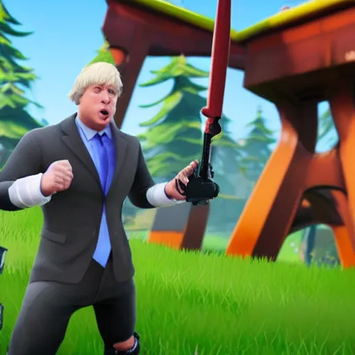 Image similar to boris johnson in fortnite screenshot, gameplay