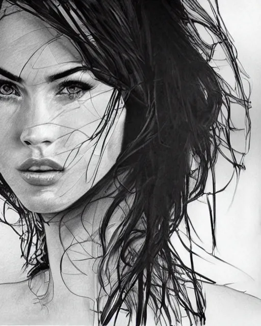 realism sketch of megan fox face blended with | Stable Diffusion | OpenArt