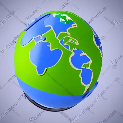 Image similar to isometric globe conept in a cartoony style, 3 d render, highly detailed