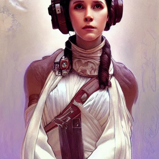 Image similar to amazing lifelike award winning pencil illustration of Princess Leia trending on art station artgerm Greg rutkowski alphonse mucha cinematic