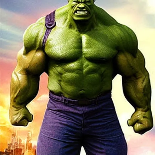 Prompt: Dwayne The Rock Johnson as Hulk from the Marvel Movies