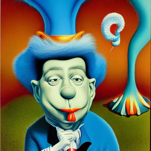 Image similar to woke dream painting by Mark Ryden and Todd Schorr, Dr Seuss