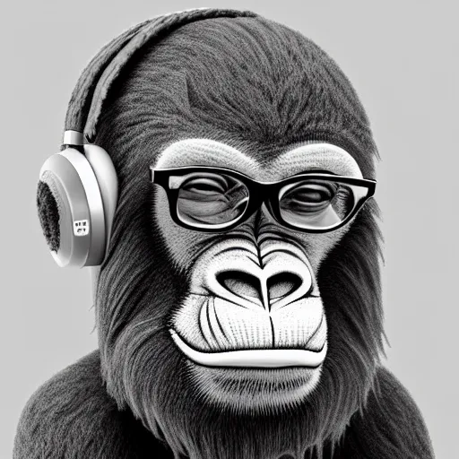 Prompt: stoned ape, headphones and knitted cap, realistic, felted, extremely detailed, sharp focus, wide view, smooth, digital illustration, by james jean, by rossdraws, frank franzzeta, mcbess, sakimichan, brosmin, danton fadeev, steve simpson
