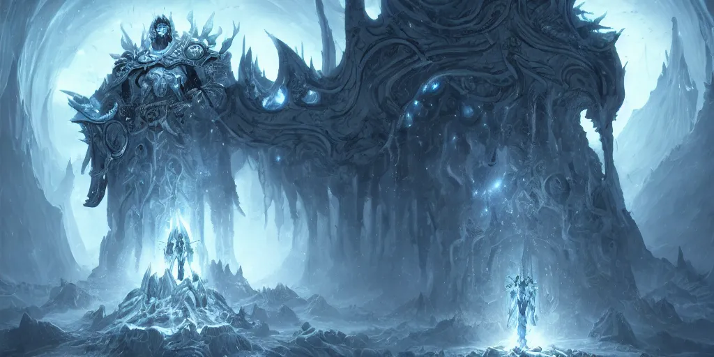 Image similar to the lich king absorbing the souls of living beings around it, concept art, digital illustration, trending on artstation, deviantart, artgerm, epic composition, masterpiece, highly detailed, advanced technique, ambient lighting, wlop, ross draws