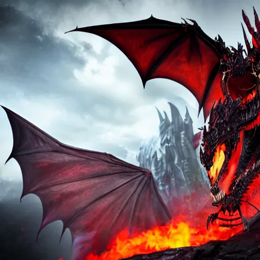 Prompt: deathwing the dragon 8 k