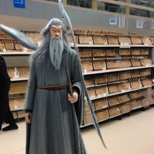 Prompt: Gandalf lost in the Ikea