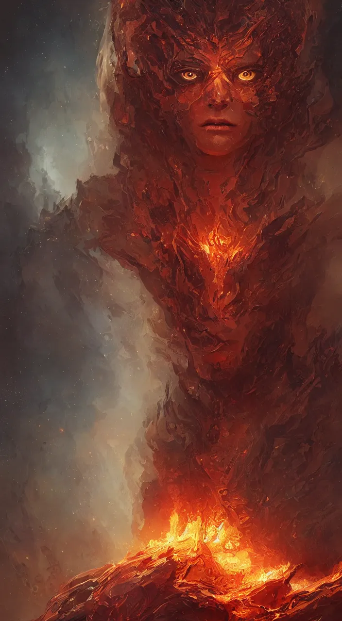 Prompt: full body concept art of human made with fire sparks by Marc Simonetti + beautiful eyes, beautiful face + symmetry face, symmetry body + border and embellishments inspiried by occult insignia, fire in the background, galaxy + highly detailed, intricate complexity, epic composition, magical atmosphere + masterpiece, award winning + trending on artstation