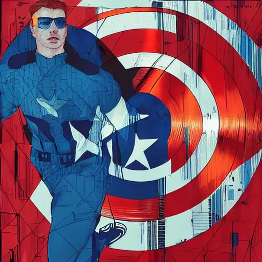 Image similar to Chris Evans Captain America profile picture by Sachin Teng, asymmetrical, Organic Painting , Matte Painting, geometric shapes, hard edges, graffiti, street art:2 by Sachin Teng:4