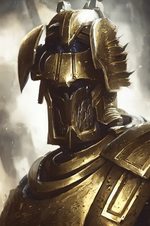 Image similar to armor portrait heros warhammer 4 0 k horus heresy fanart - the primarchs emperor by johannes helgeson animated with vfx concept artist & illustrator global illumination ray tracing hdr fanart arstation zbrush central hardmesh 8 k octane renderer comics stylized