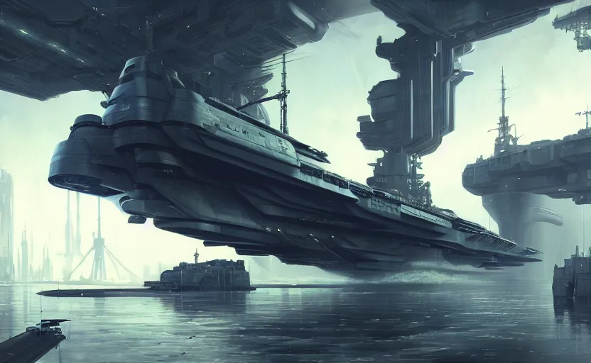 Image similar to cyberpunk aircraft carrier cargo ship strongly resembling industrial spaceship design concept art in space, by david levy, eve online, elite dangerous, artstation, film noir with ultra detailed, intricate, anime, dynamic lighting, digital art, digital painting, art station, wlop, sharp focus, illustration, art by artgerm and greg rutkowski and alphonse mucha